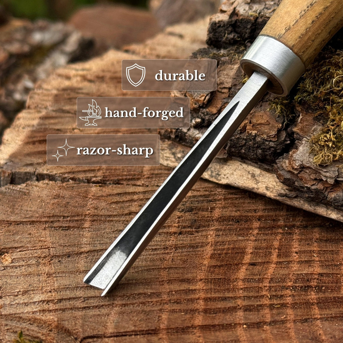 V-Parting Chisel 60 Degree with Palm Handle, 6 mm (0.24 inches)