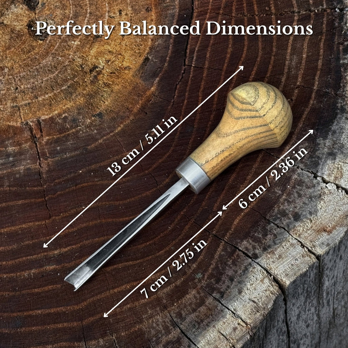 V-Parting Chisel 60 Degree with Palm Handle, 6 mm (0.24 inches)