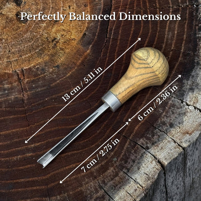 V-Parting Chisel 60 Degree with Palm Handle, 6 mm (0.24 inches)
