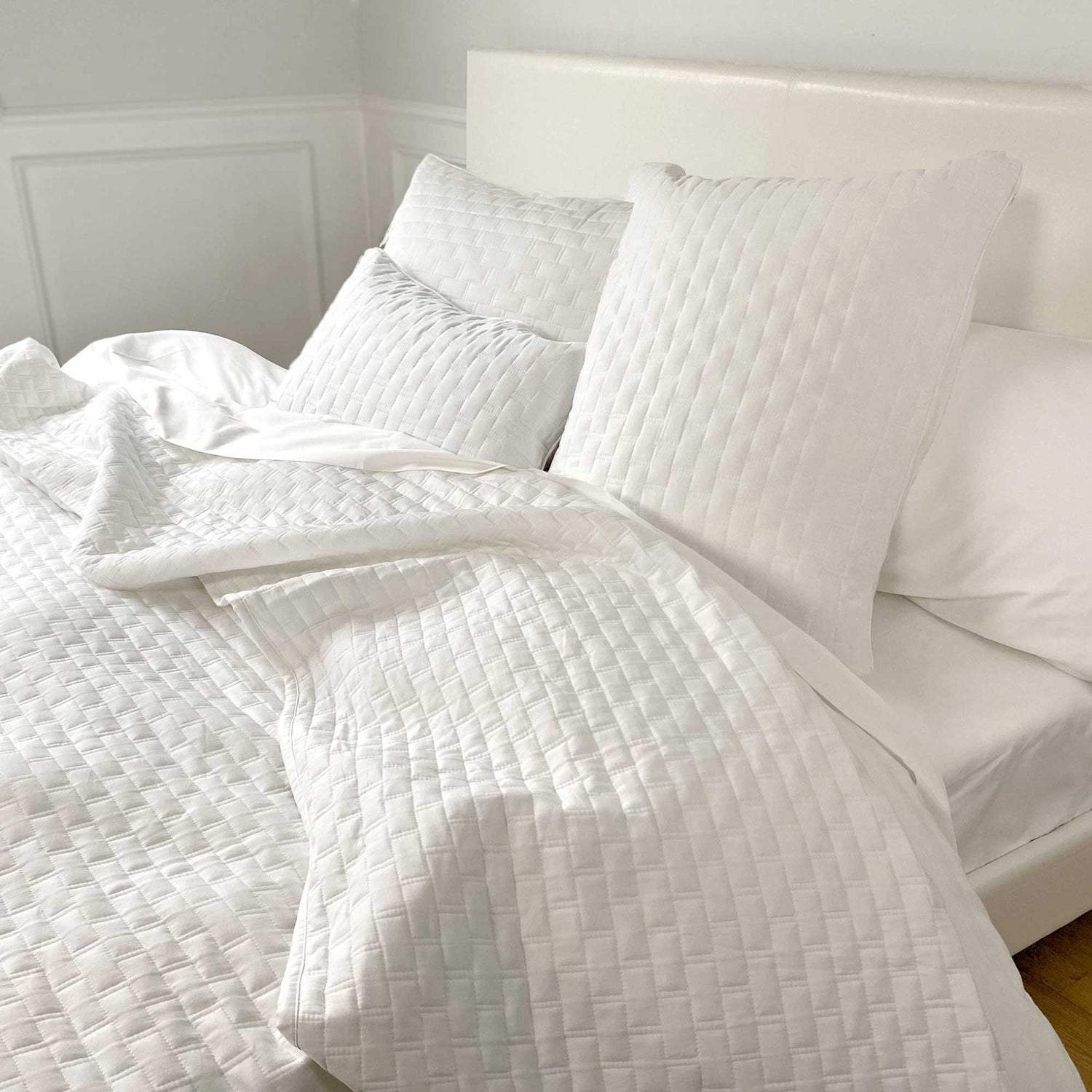 Bamboo Cotton Quilted Coverlet - Snow
