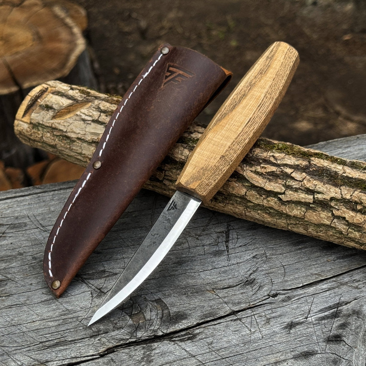 Whittling Sloyd Knife with Leather Sheath, 10 cm (3.94 inches)