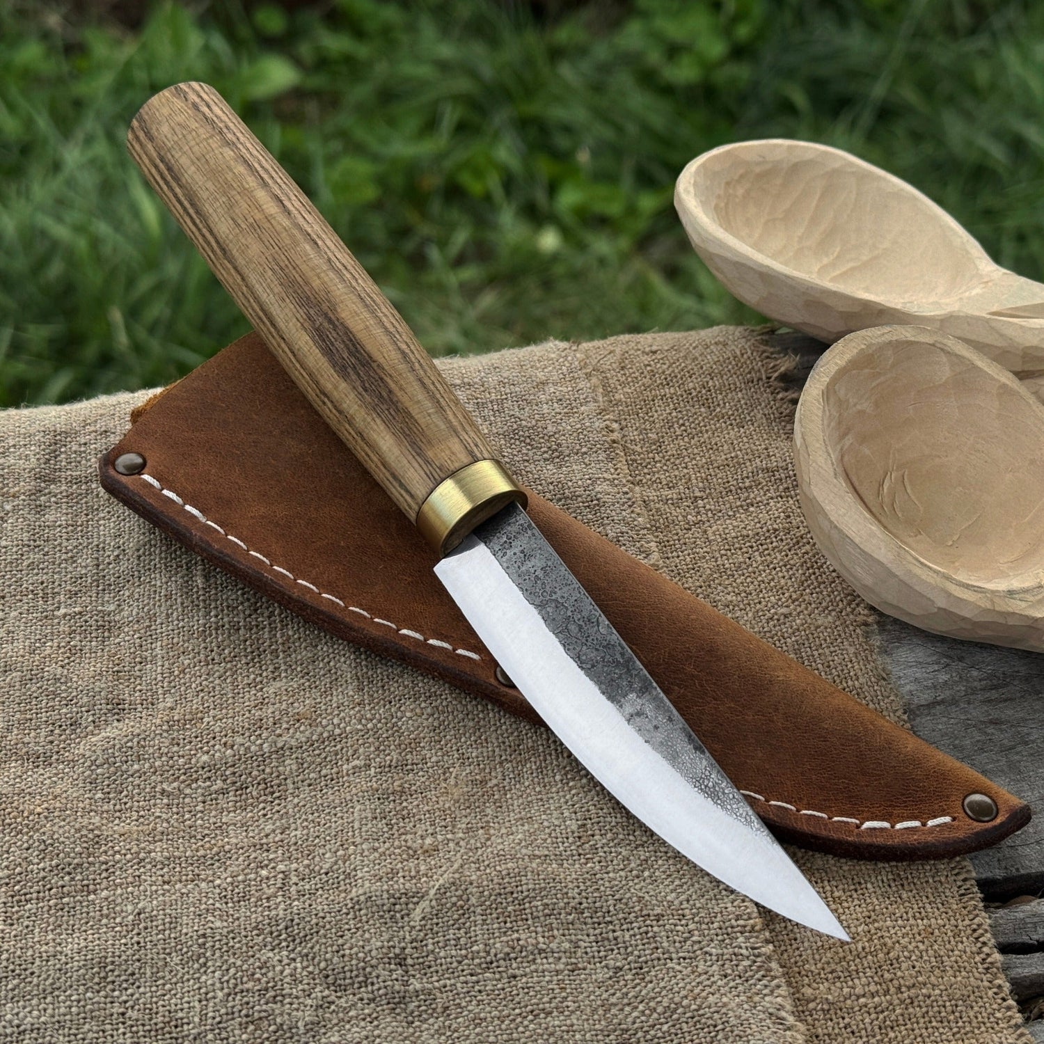 Whittling Sloyd Knife with Leather Sheath, 10 cm (3.94 inches)