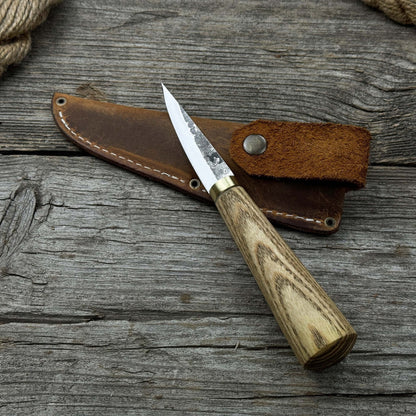 Whittling Sloyd Knife with Leather Sheath, 7.5 cm (2.95 inches)