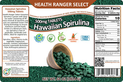 Hawaiian Spirulina Cold Pressed 500mg Tablets (64oz, 1814g), approximately 3628 tablets  (#10 Can)