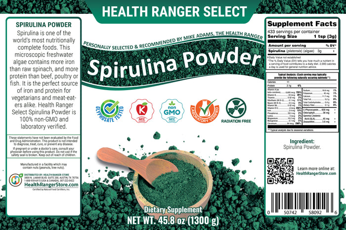 Health Ranger Select Spirulina Powder 1300g, #10 can