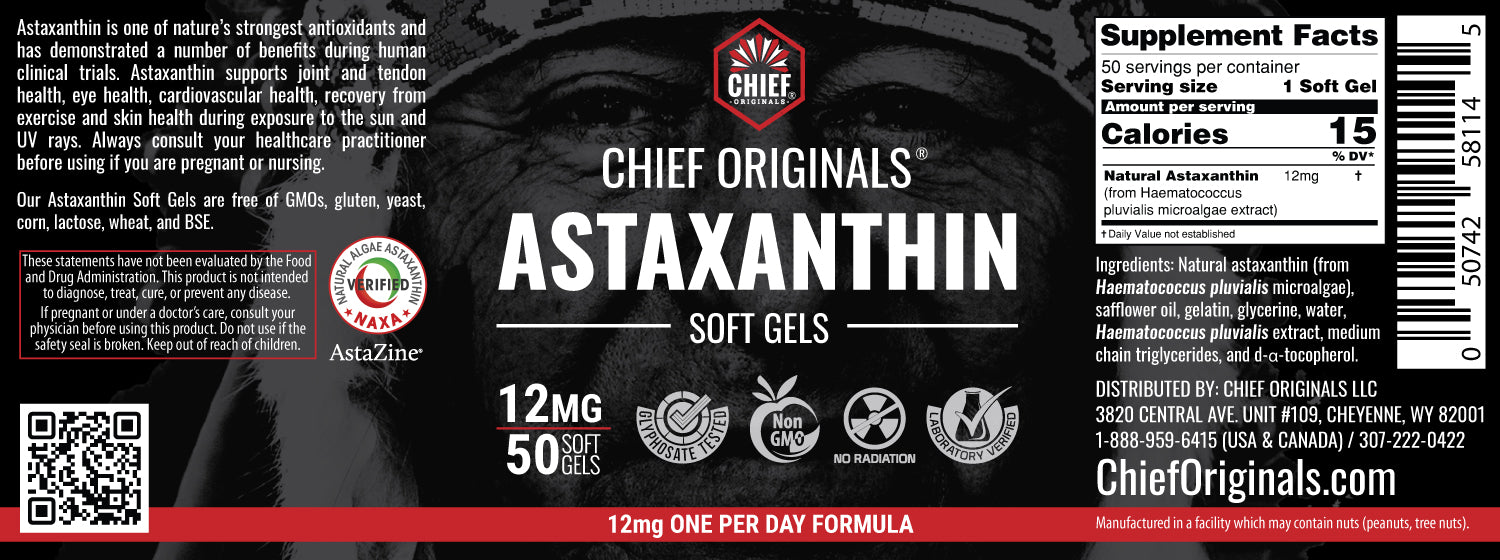 Astaxanthin 12mg 50 Softgels - Supports Joint, Skin &amp; Eye Health