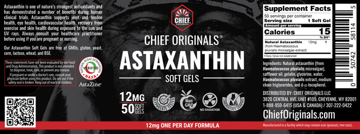 Astaxanthin 12mg 50 Softgels - Supports Joint, Skin & Eye Health (3-Pack)