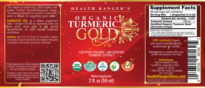 Health Ranger's Organic Turmeric Gold liquid extract 2 fl. oz. (6-Pack)