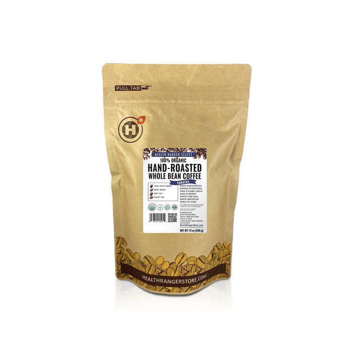 100% Organic Hand-Roasted Whole Bean Coffee (Sumatra) 12oz, 340g (6-Pack)