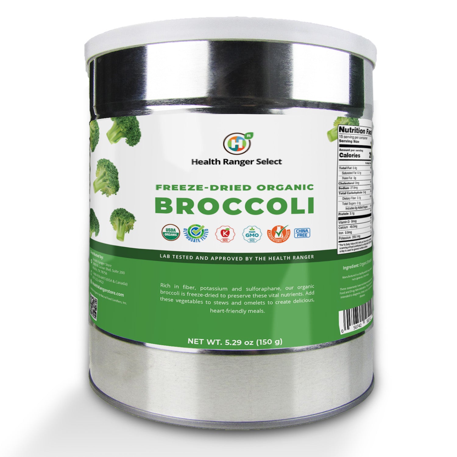 Freeze-Dried Organic Broccoli 5.29oz (