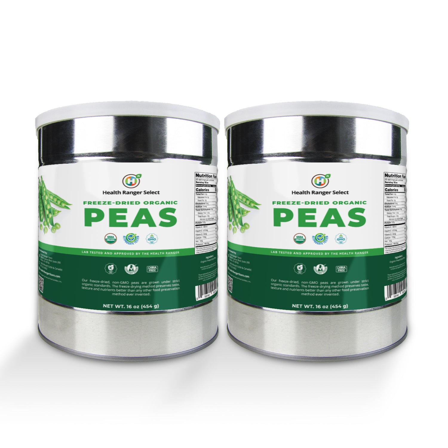 Freeze Dried Organic Peas (16oz, 