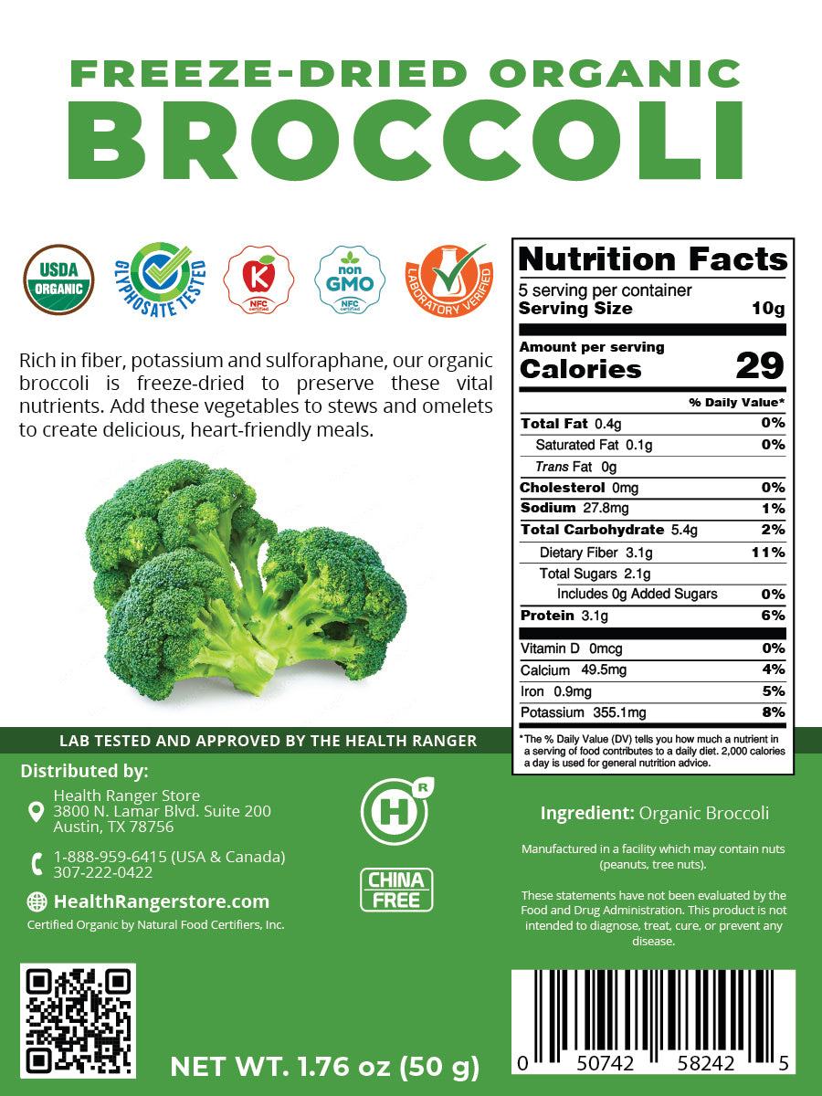 Freeze-Dried Organic Broccoli 1.76oz (50g)