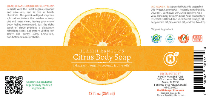 Health Ranger's Citrus Body Soap 12oz (3-Pack)