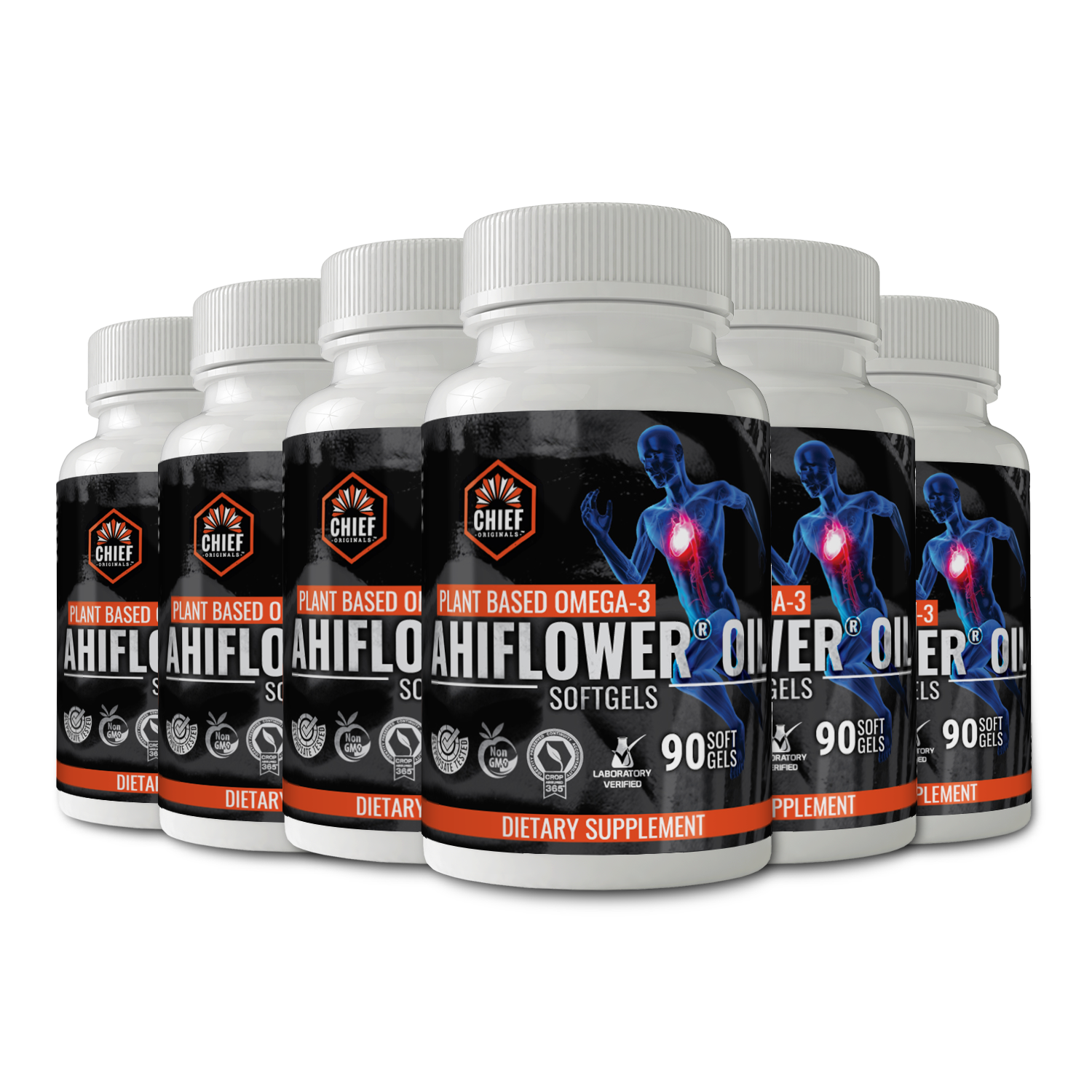 Ahiflower Oil 90 Softgels (6-Pack) - Plant-Based Omega 3-6-9