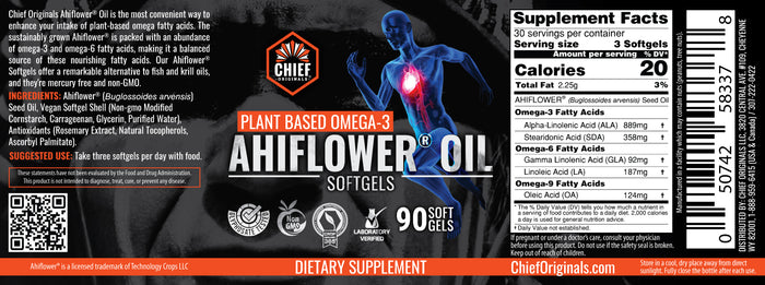 Ahiflower Oil 90 Softgels (3-Pack) - Plant-Based Omega 3-6-9