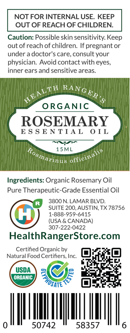Organic Rosemary Essential Oil 0.5oz (15ml) (3-Pack)
