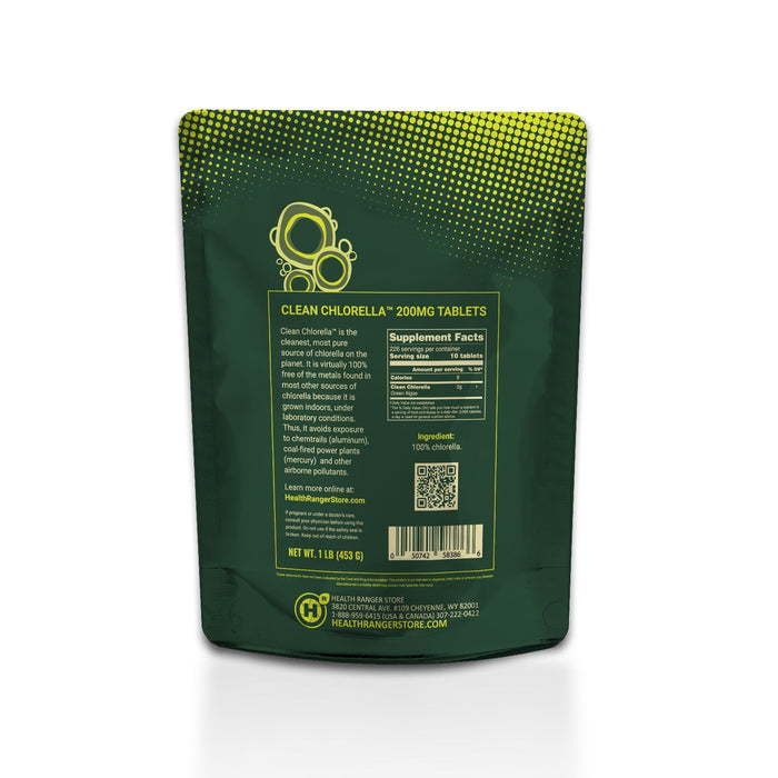 Clean Chlorella 200mg Tablets (1LB, 453g), 2265 tablets (6-Pack)