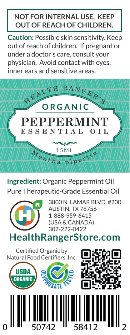 Organic Peppermint Essential Oil 0.5oz (15ml)