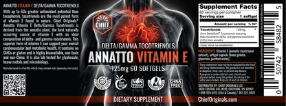 Annatto Vitamin E Delta/Gamma Tocotrienols 125mg 60 Softgels