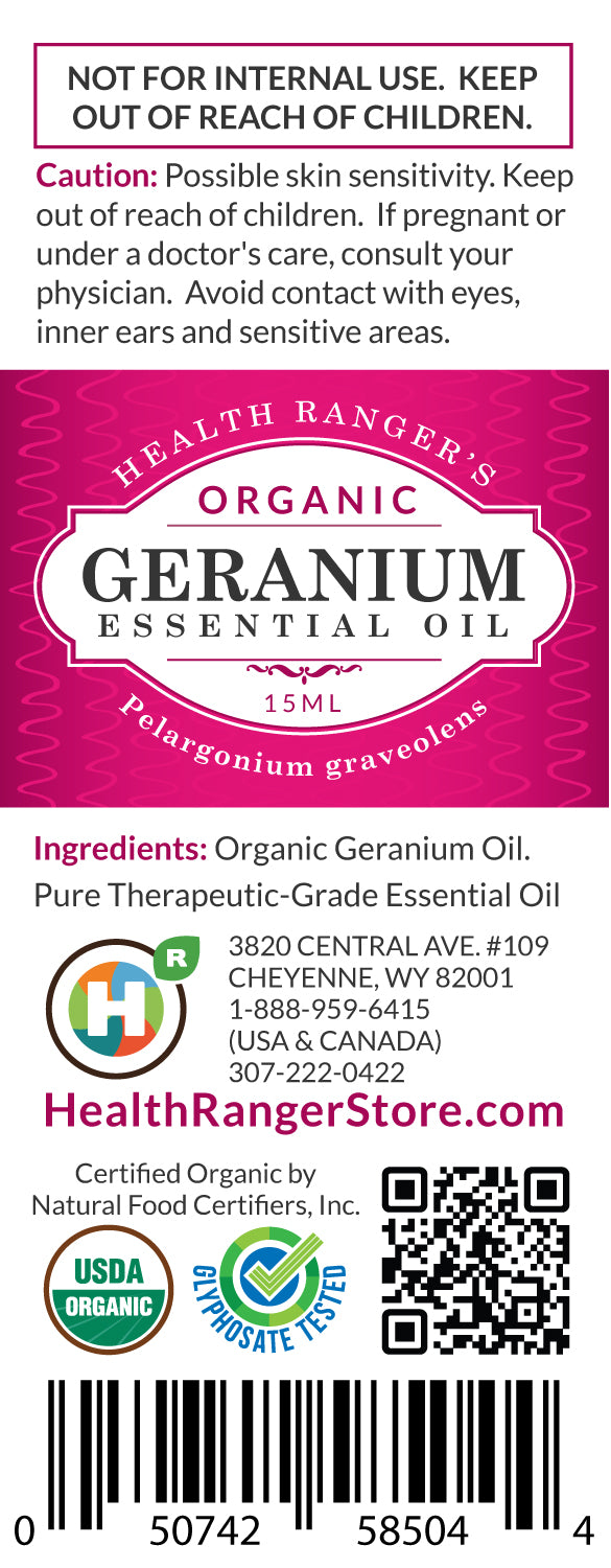 Organic Geranium Essential Oil 0.5oz (15ml)