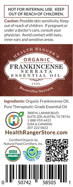 Organic Frankincense Serrata Essential Oil 0.5oz (15ml)