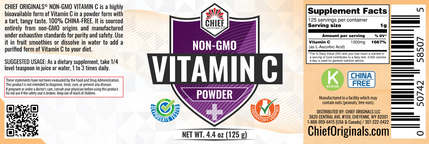 Non-GMO Vitamin C Powder 4.4oz (125g)