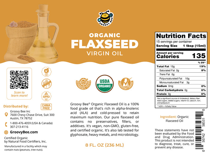 Organic Virgin Flaxseed Oil 8 fl oz (236 ml)