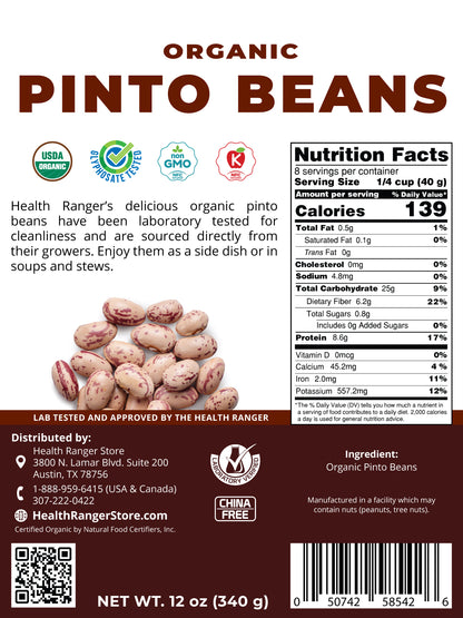 Organic Pinto Beans 12 oz (340 g)