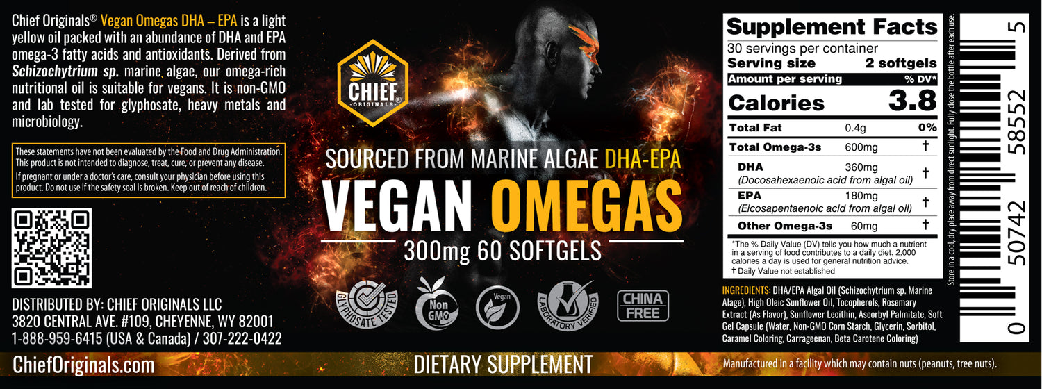 Vegan Omegas DHA-EPA 60 Softgels (Non-GMO and No Hexane)