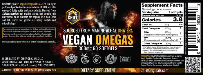 Vegan Omegas DHA-EPA 60 Softgels (6-Pack) (Non-GMO and No Hexane)