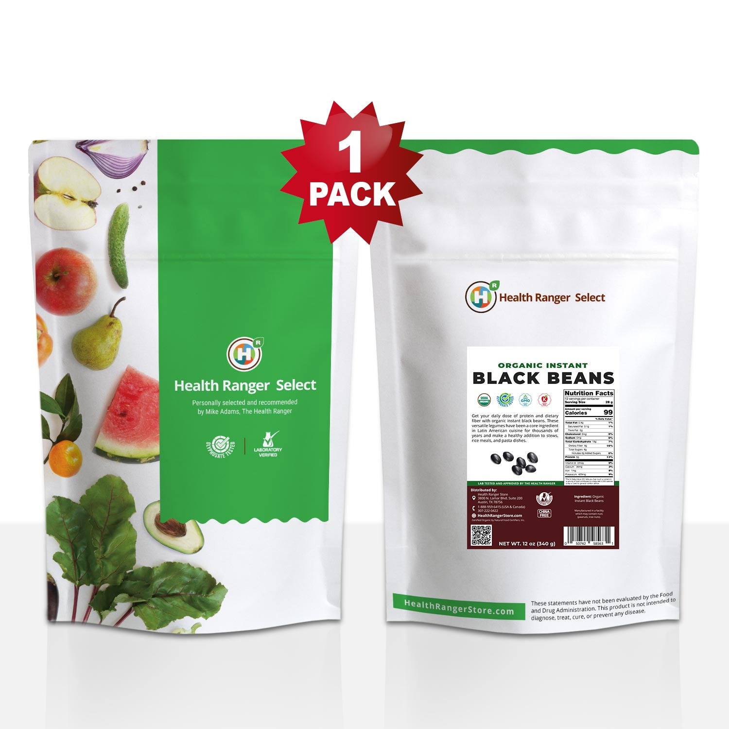 Organic Instant Black Beans 12 oz (340g)