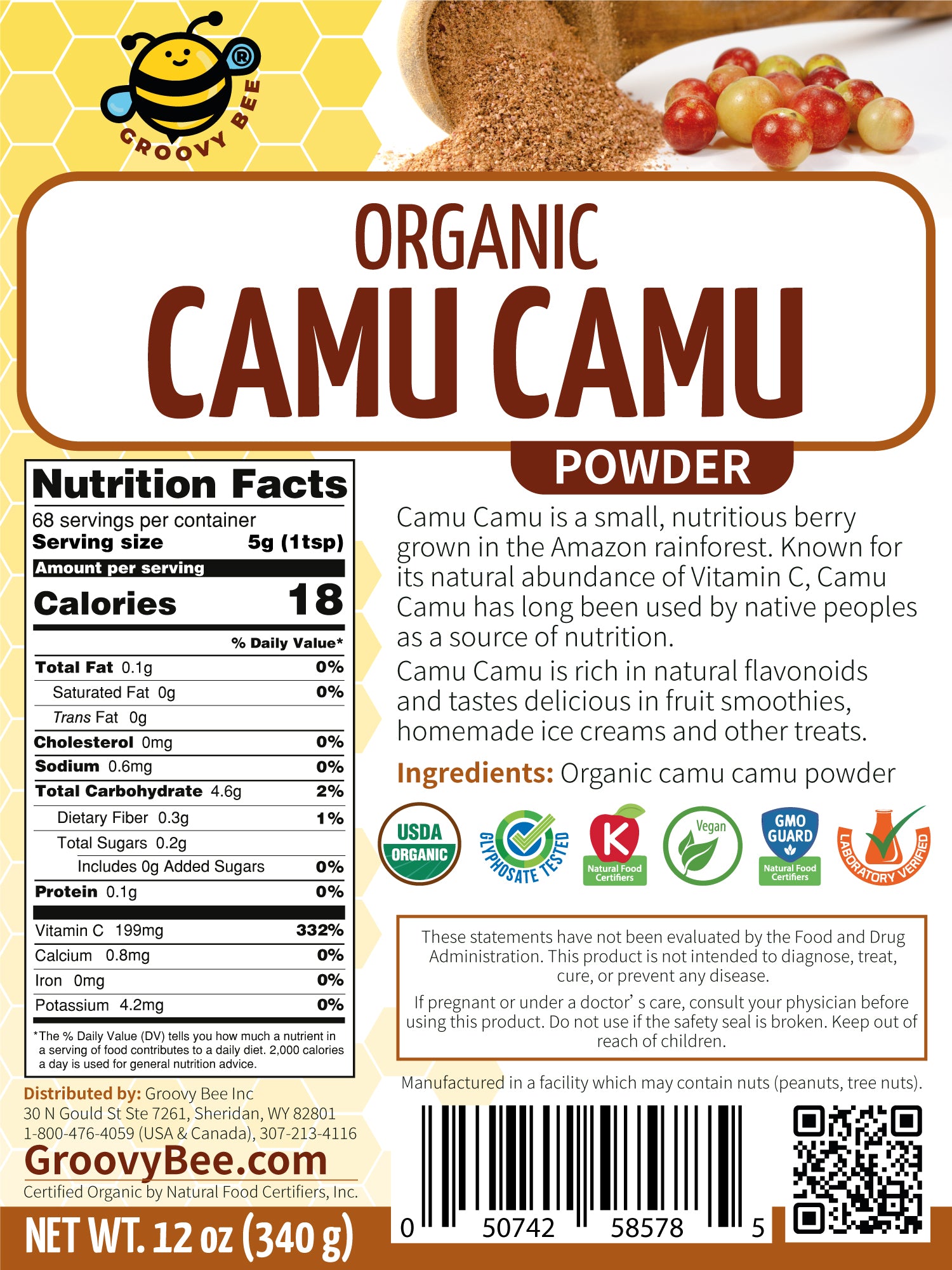 Organic Camu Camu Powder 12oz (340g) (6-Pack)