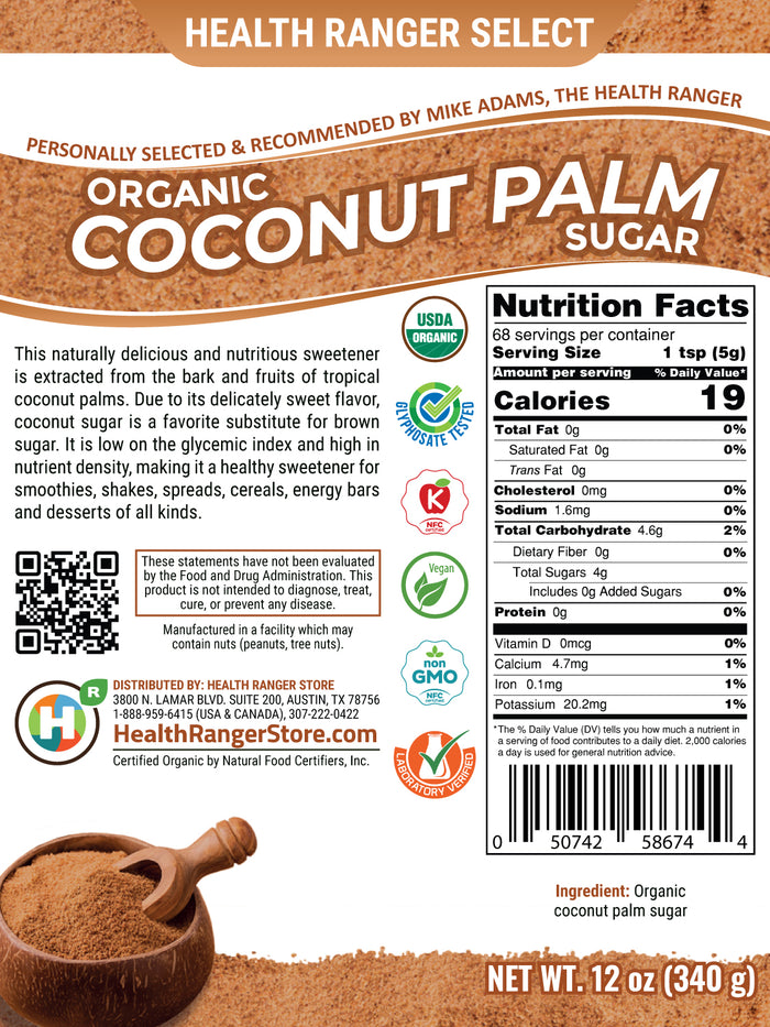 Organic Coconut Palm Sugar 12oz (340g)
