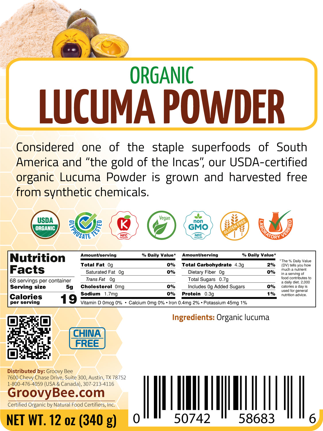 Organic Lucuma Powder 12 oz (340 g) (3-Pack)