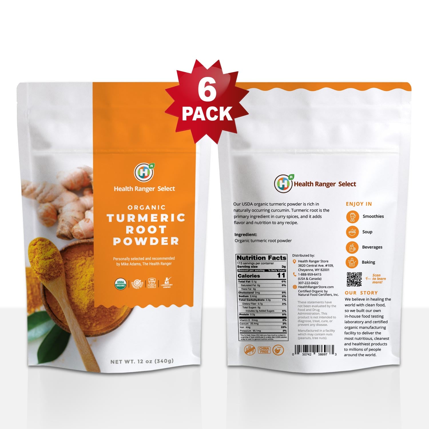 Organic Turmeric Root Powder 12oz (340g) (6-Pack)