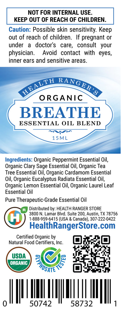 Organic Breathe Essential Oil Blend 15ml (6-Pack)