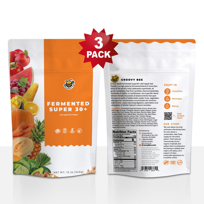 Fermented Super30+ with Organic Apple Peel Powder 12oz (340g) (3-Pack)