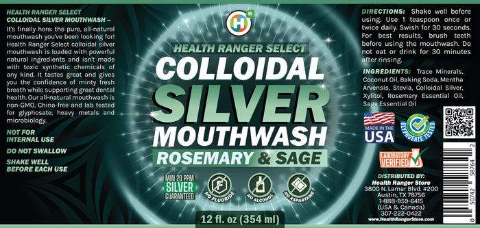 Colloidal Silver Rosemary & Sage Mouthwash 12oz (354ml) (6-Pack)