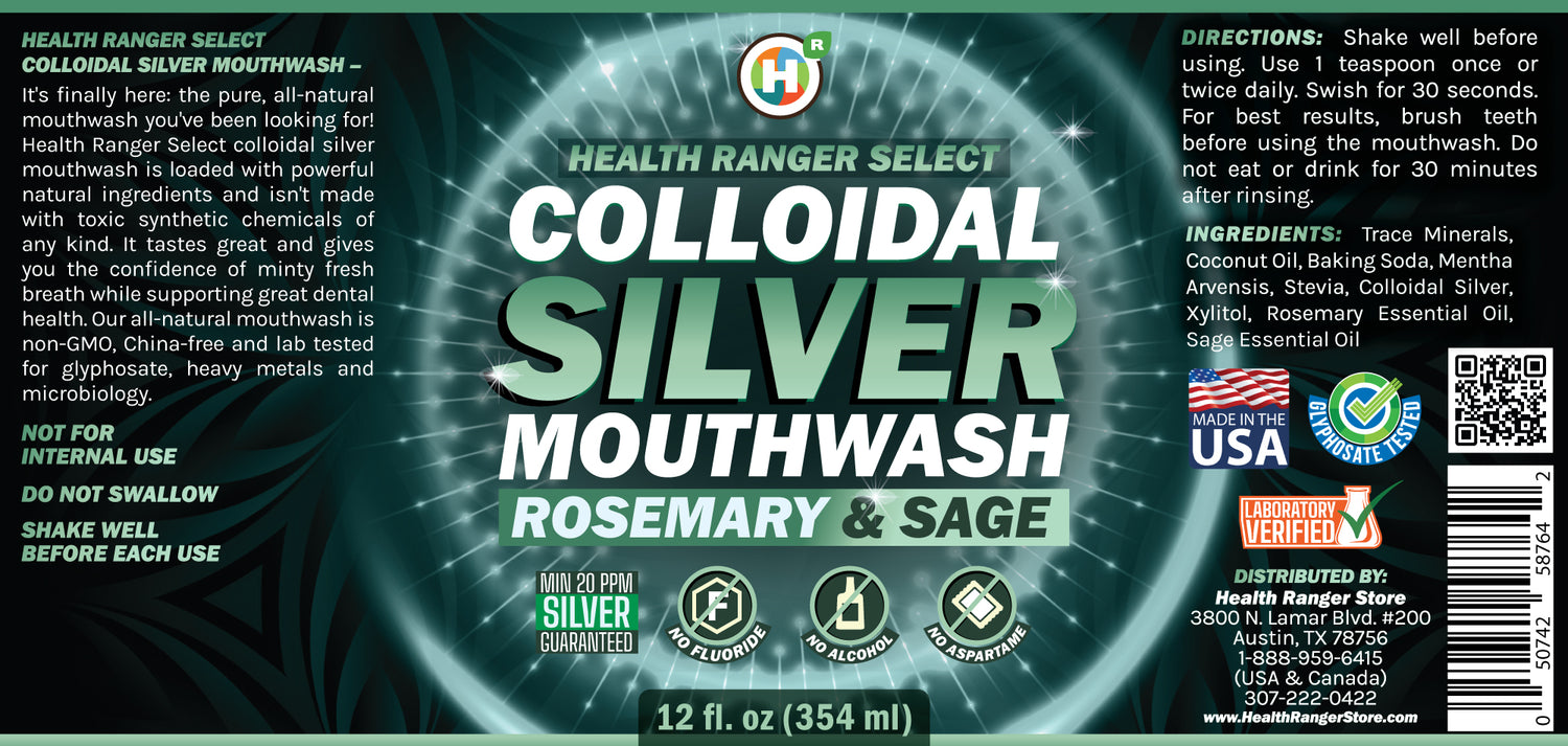 Colloidal Silver Rosemary &amp; Sage Mouthwash 12oz (354ml)