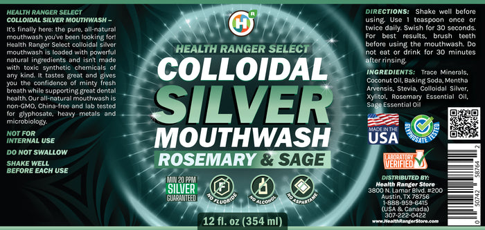 Colloidal Silver Rosemary & Sage Mouthwash 12oz (354ml)