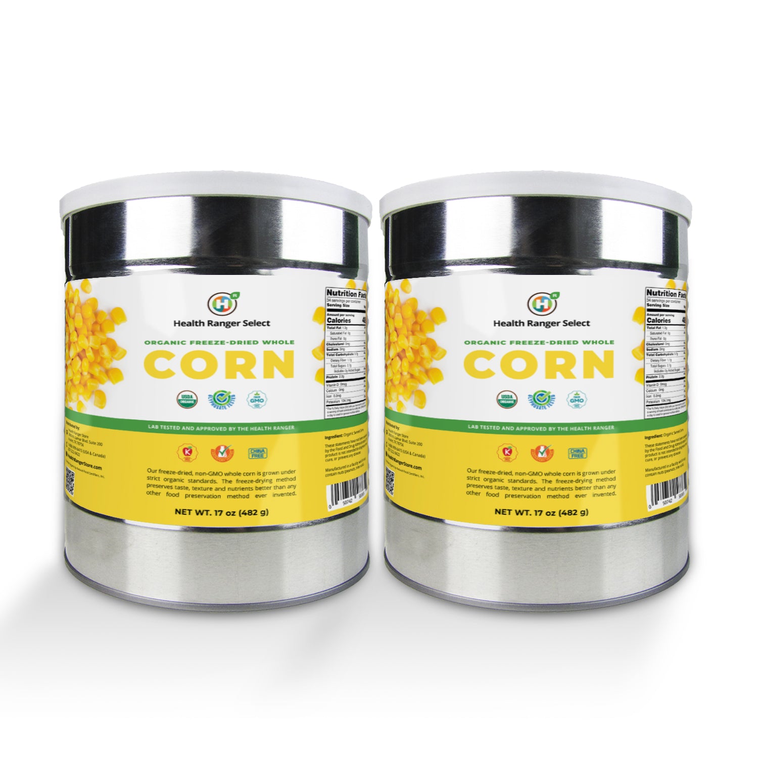 Freeze-Dried Organic Whole Corn (17oz, 