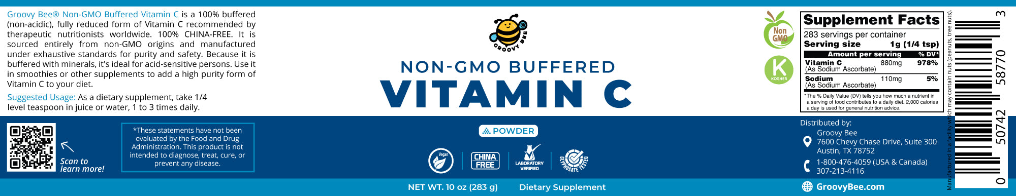 Vitamin C Buffered Powder (283g)