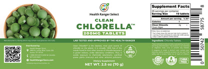 Clean Chlorella 200mg Tablets 2.5 oz (70 g)