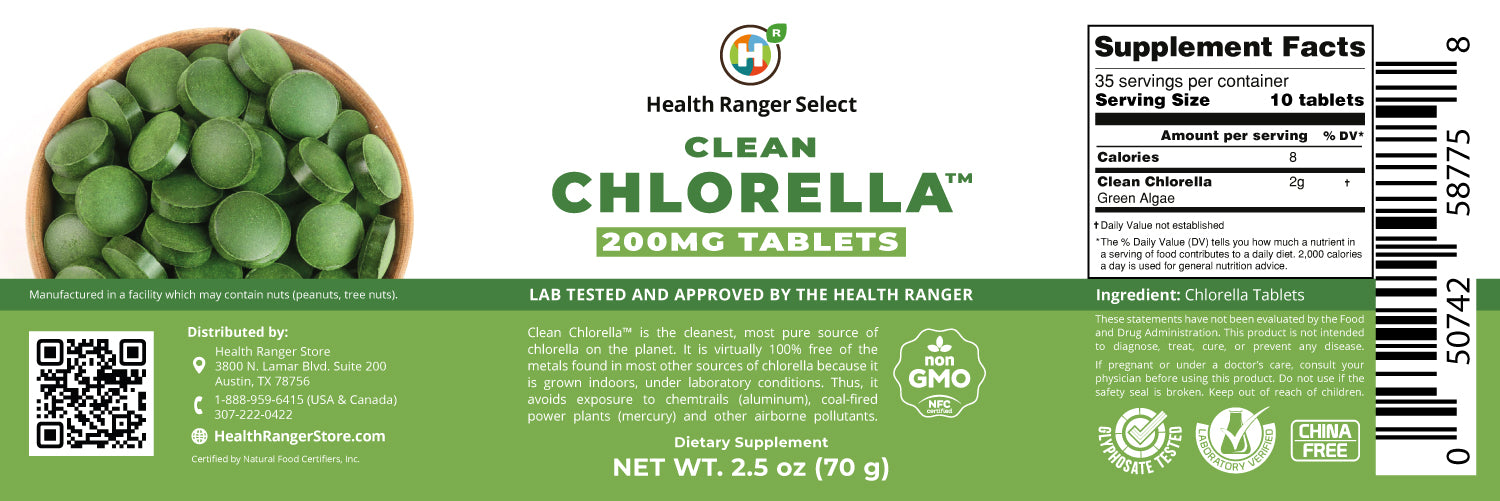 Clean Chlorella 200mg Tablets 2.5 oz (70 g) (6Pack) Health Ranger Store