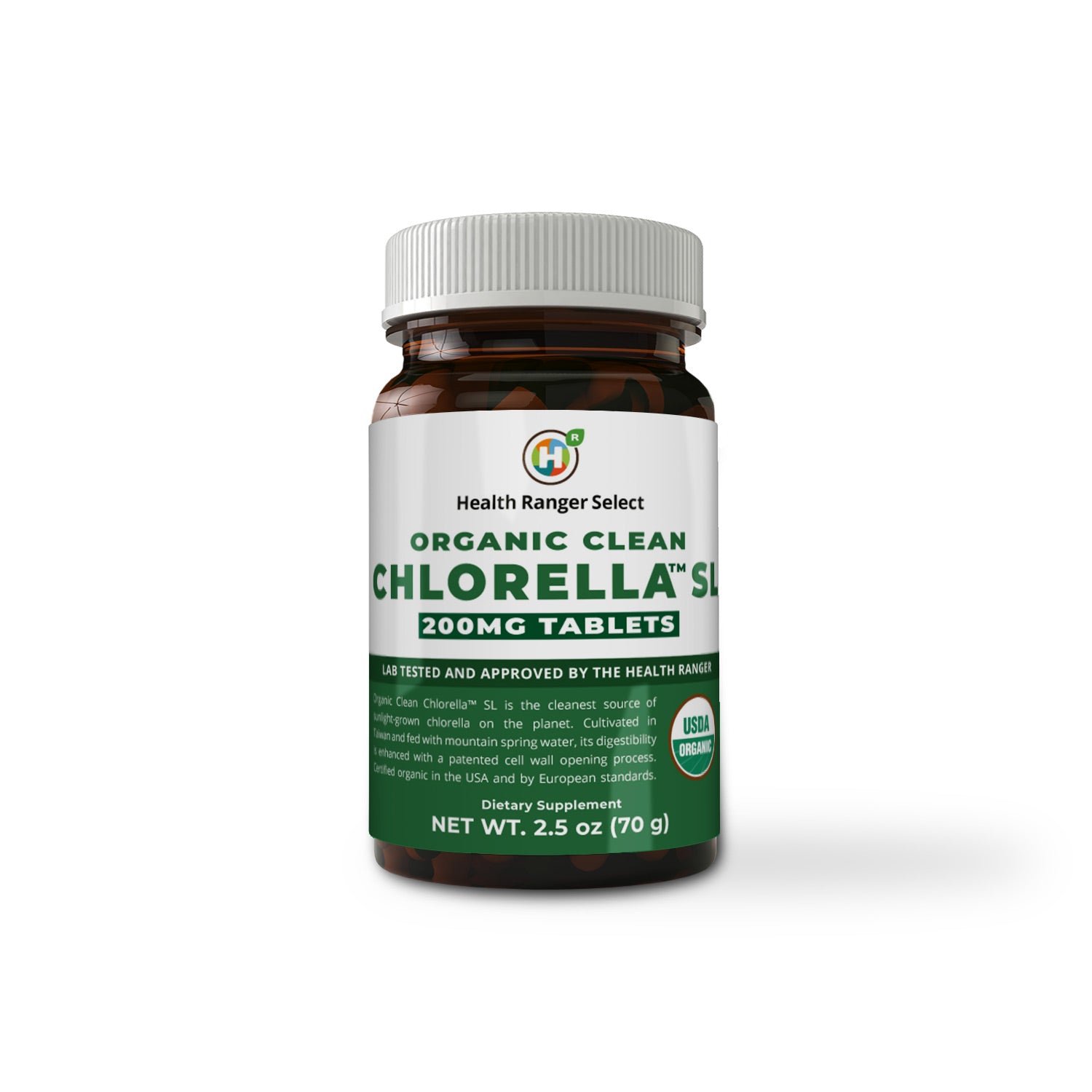 Organic Clean Chlorella SL 200mg Tablets 2.5 oz (70 g)