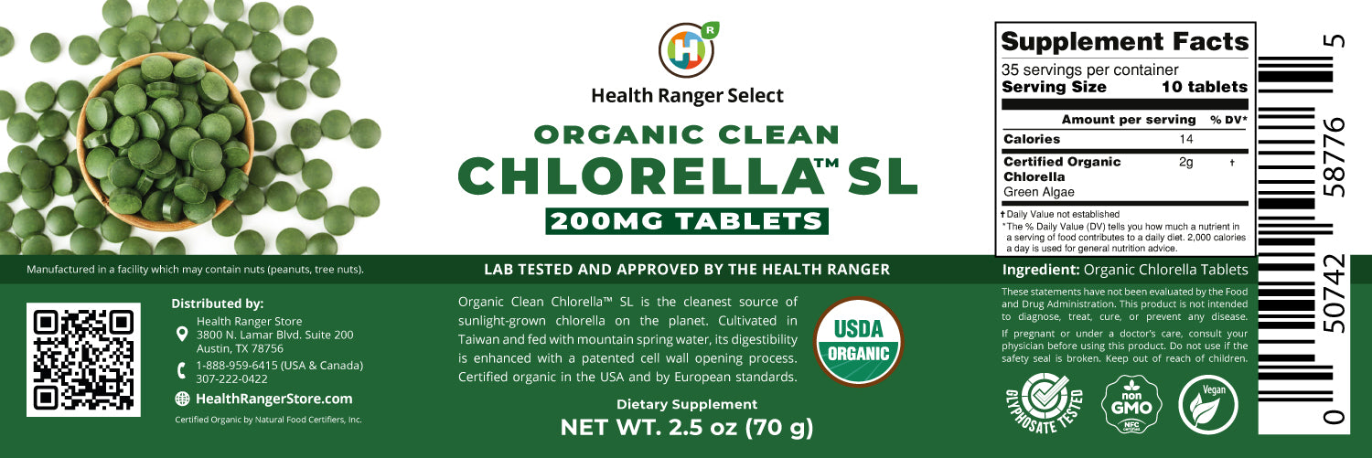 Organic Clean Chlorella SL 200mg Tablets 2.5 oz (70 g)