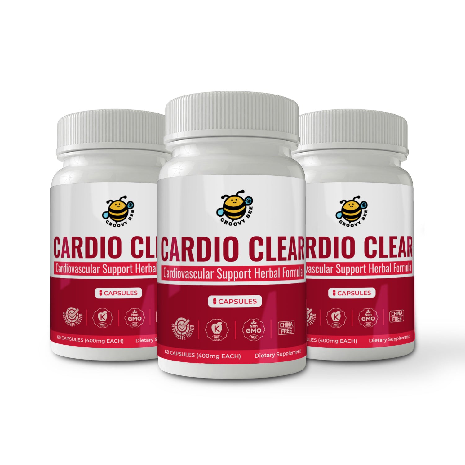 Cardio Clear - Cardiovascular Support Herbal Formula 60 caps (400mg) (3-Pack)