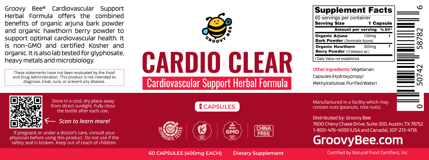 Cardio Clear - Cardiovascular Support Herbal Formula 60 caps (400mg)