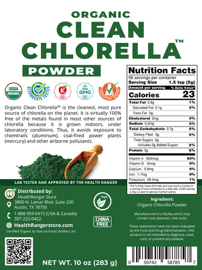 Organic Clean Chlorella Powder 10 oz (283g) (6-Pack)