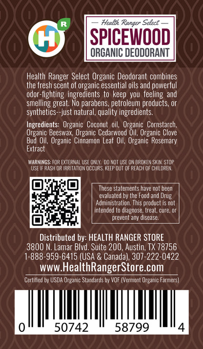 Organic Spicewood Deodorant 3 oz (90 g)